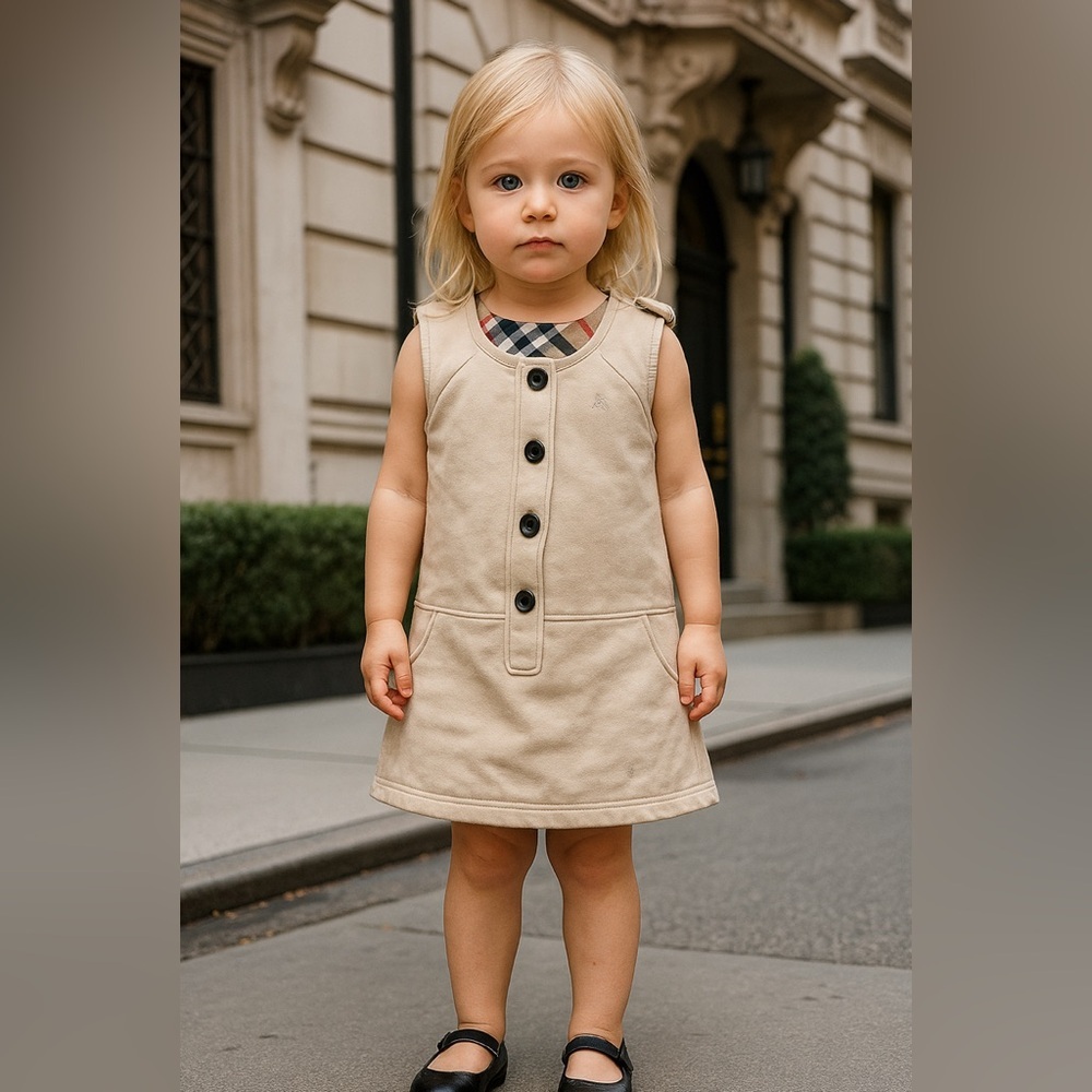 Burberry Children Sleeveless Heritage Overall A Line Dress School Wear